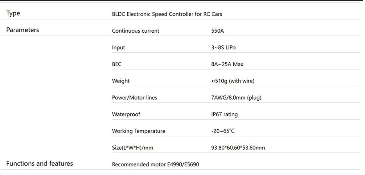 XC E6 MAX Brushless ESC 550A 3-8S for 1/5 1/6 RC Model Car Buggy Truck On-Road Racing Parts - Image 6