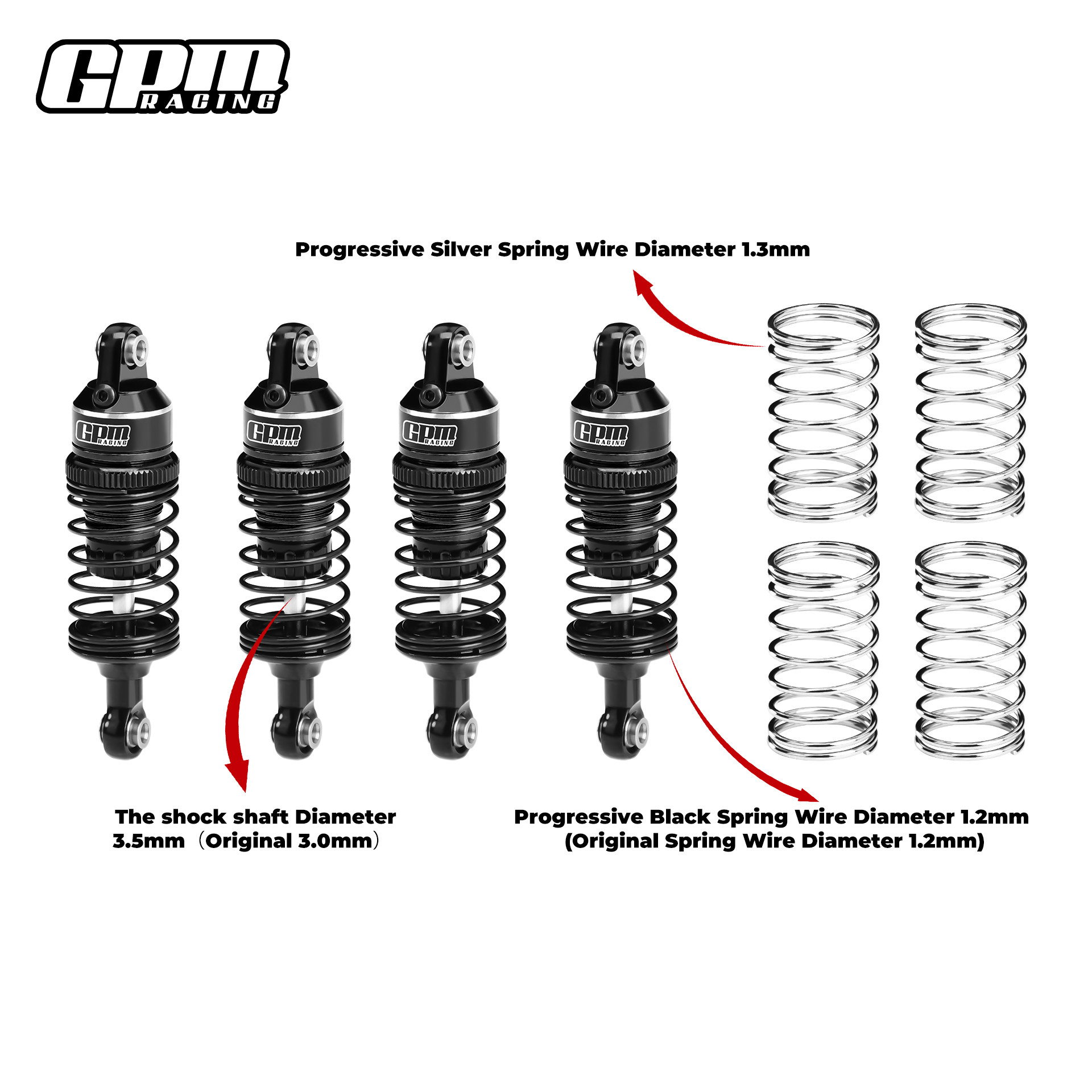 Full Set of Aluminum Progressive Shock Absorbers, Center Distance 63mm for TRAXXAS Mini SLASH & Mini Rally - Image 7