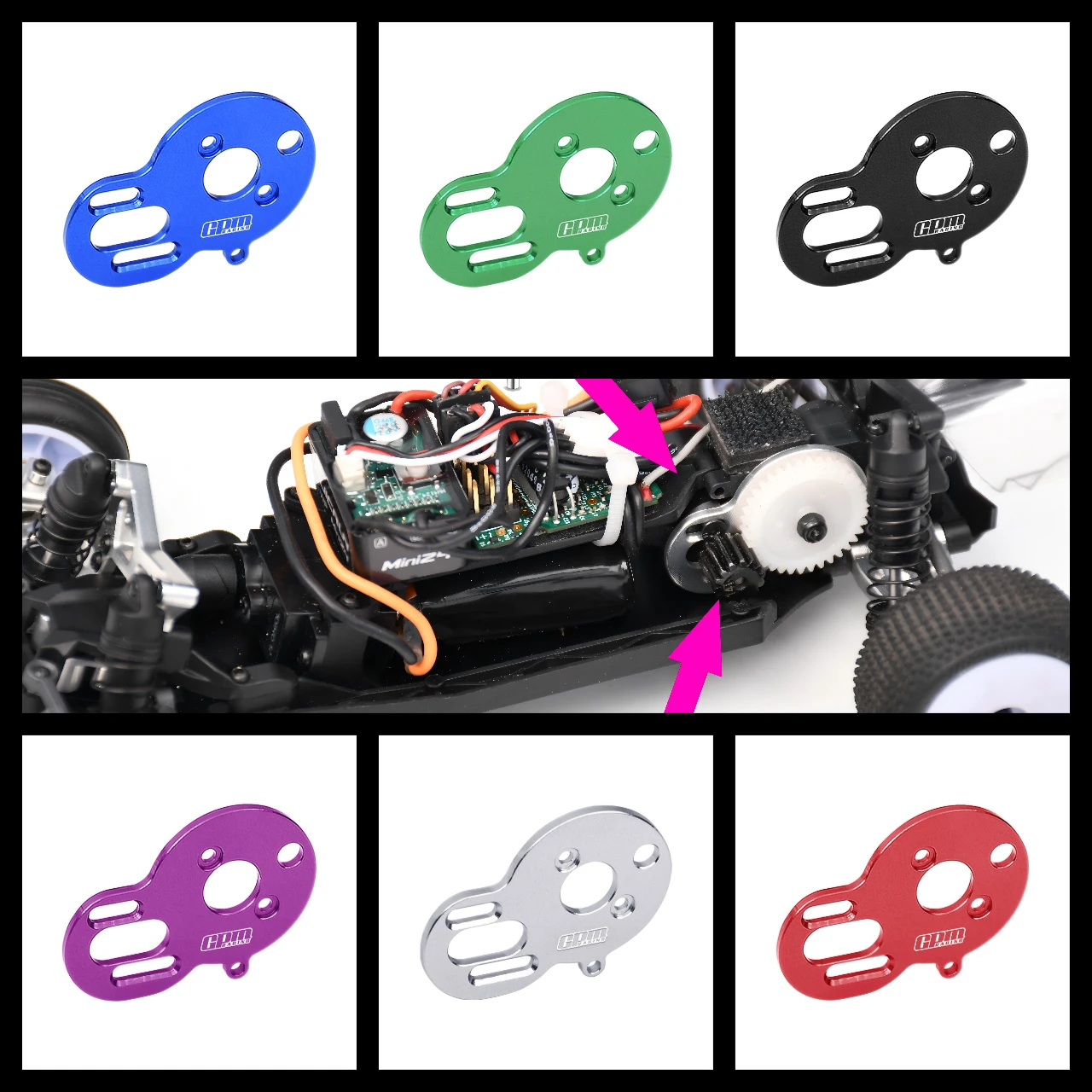 GPM Alloy 7075 Motor Plate compatible HobbyWing 1621 motor For LOSI Micro-B Micro-T - Image 7