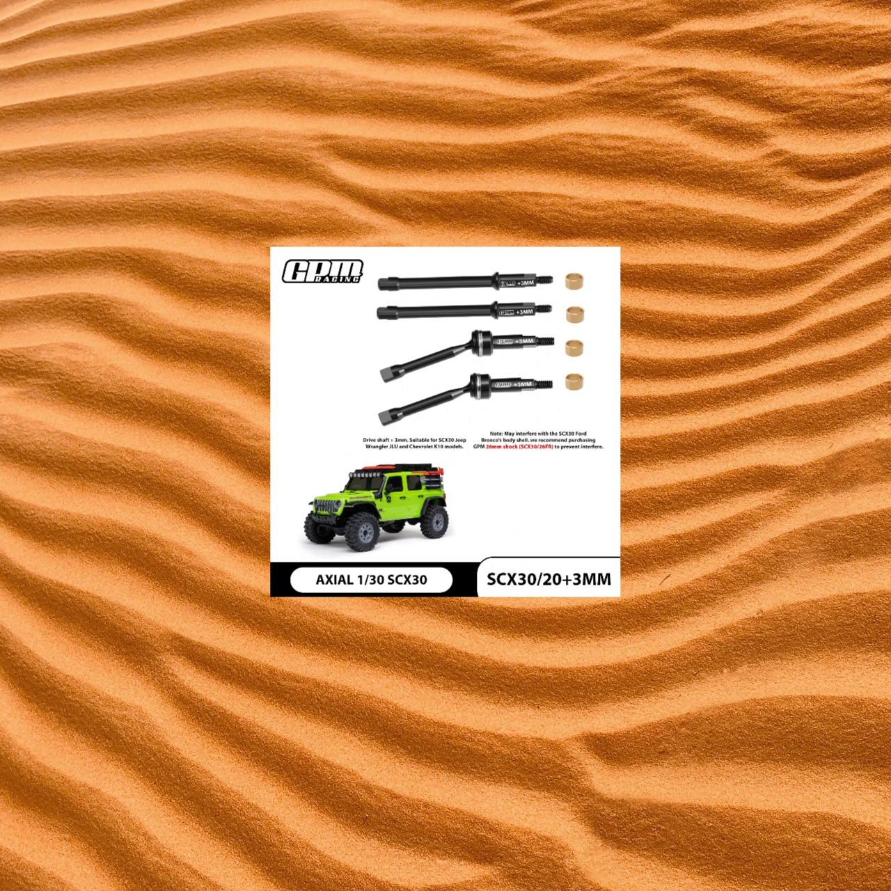 GPM 4140 Steel Drive Stub(+3mm)AXIAL 1/30 SCX30 Ford Bronco Jeep Wrangler JLU - Image 2