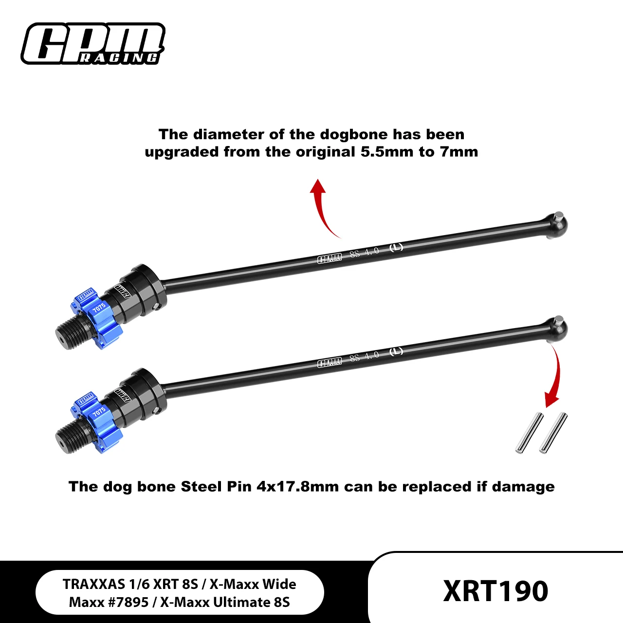 Carbon Steel Front Or Rear Driveshaft & 7075 Alloy Hex For TRAXXAS XRT #7895 WideMaxx - Image 4