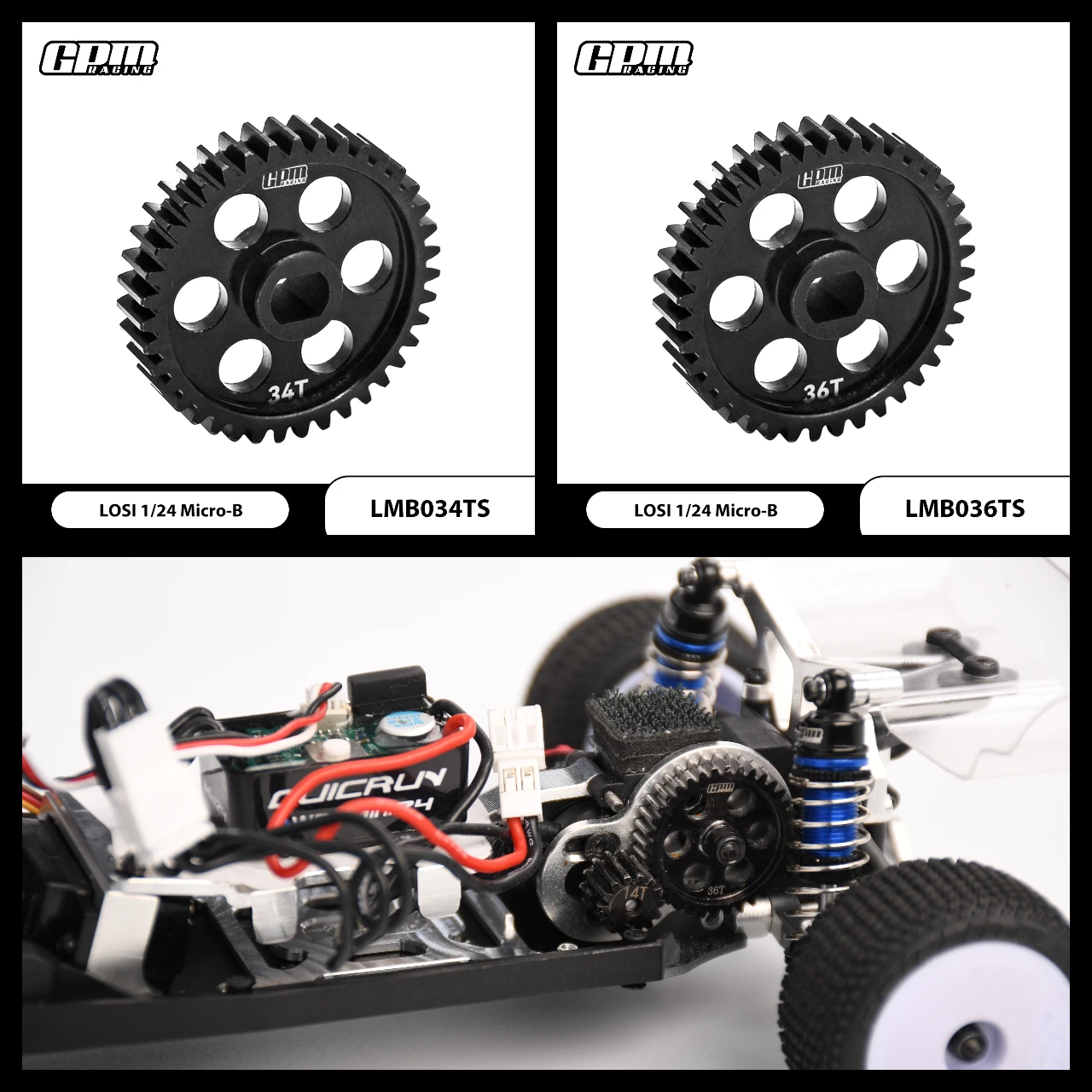 GPM 4140 Carbon Steel Speed Main Gear 34T/36T For LOSI 1/24 Micro-B / 1/28 Micro-T - Image 3