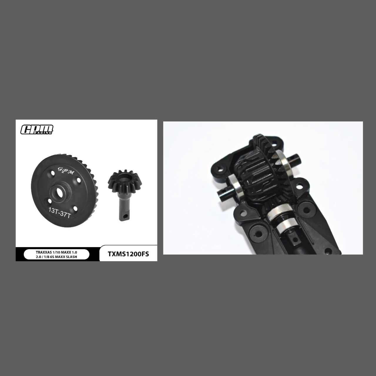 GPM Harden Steel Front Diffs Ring Gear &Pinion Gear 1/10 Maxx 1.0 1/8 Maxx Slash - Image 2