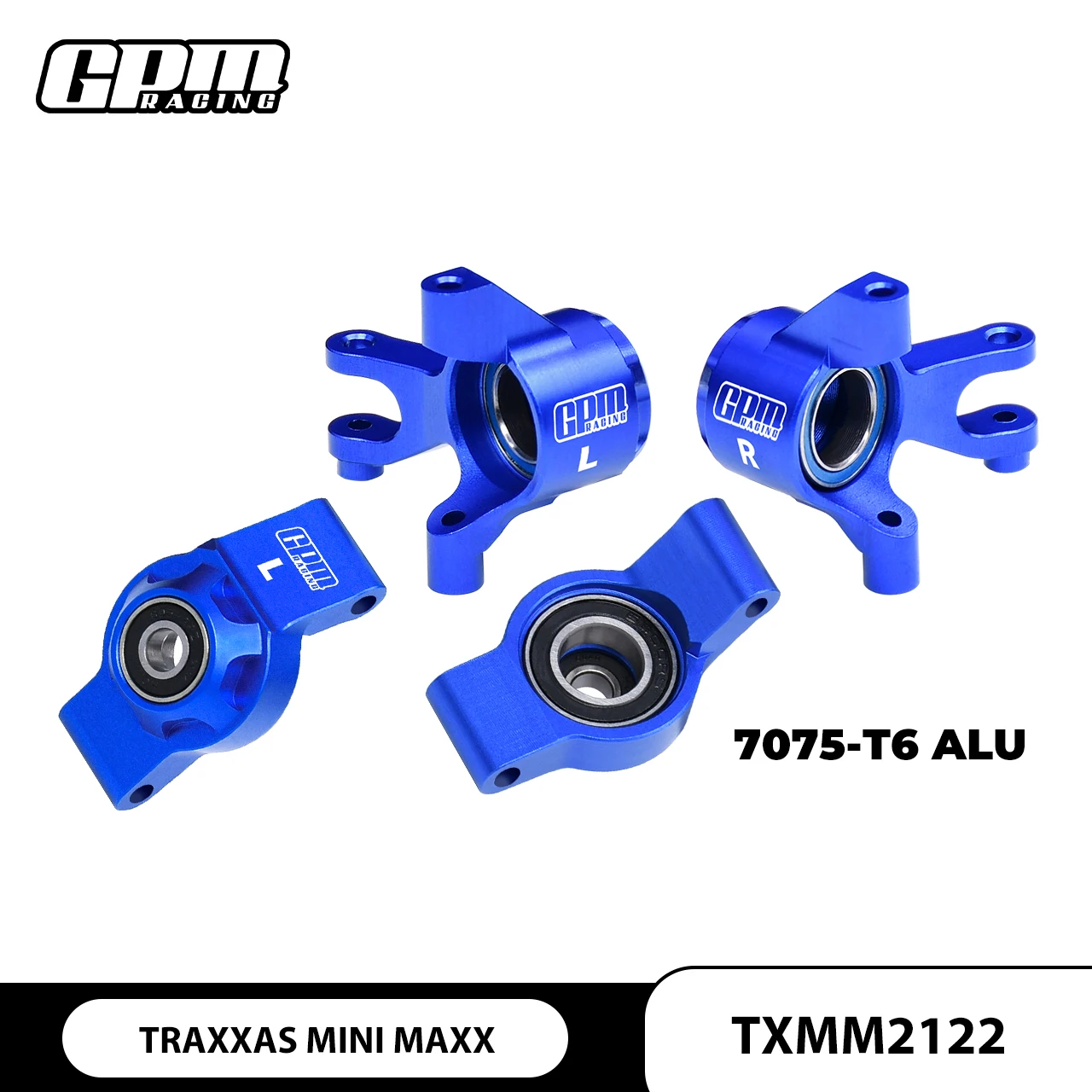 GPM 7075Alu Front Steering Blocks & Rear Hubs Oversize Bearing TRAXXAS Mini Maxx - Image 3